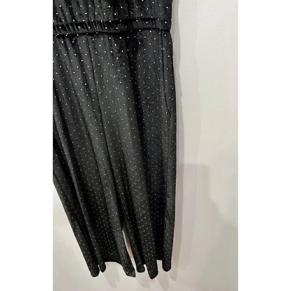 MICHAEL Michael Kors Velvet Jumpsuit Black & Gold polka dots NWT w/Defect
